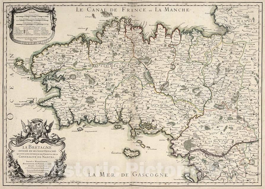 Amazon.com: Historic Map : Brittany, France 1695 La Bretagne